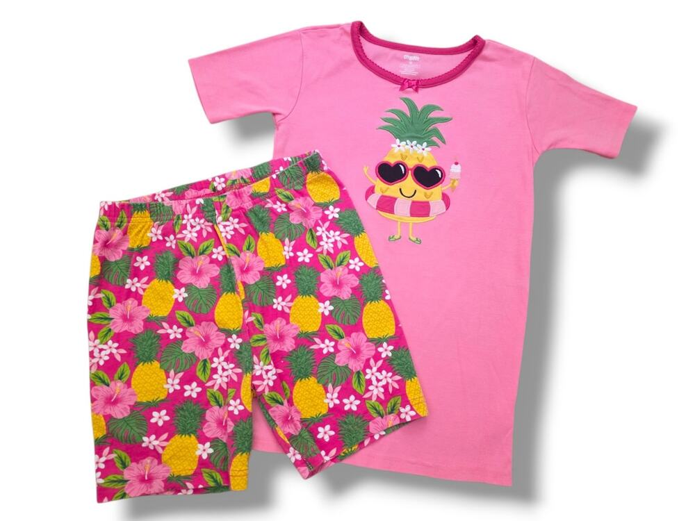 Gymboree Girls Size 12 Pineapple Pajamas Set Pink Shorts Gymmies